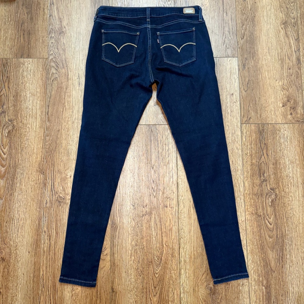 Levis Dark Wash Shaping Skinny Jeans Stretch Blue Denim Womens 31x30 Mid Rise